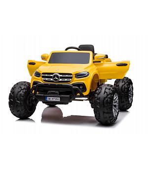 MONSTER PICKUP Coche Batería amarillo Mercedes 12V pantalla MP4 - 4x45W motor, 2 Plazas LE9776